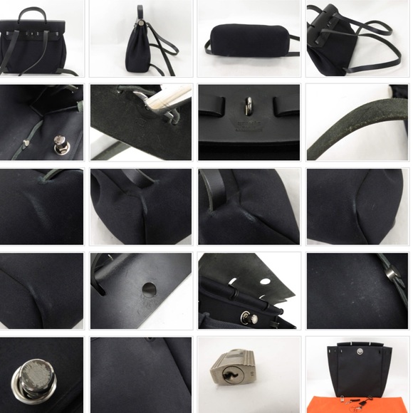 100% Auth HERMES CANVAS LEATHER HER BAG SAC A DOS - Picture 7 of 8